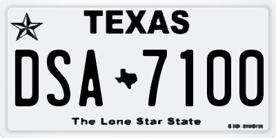 TX license plate DSA7100