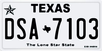 TX license plate DSA7103