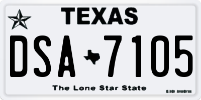 TX license plate DSA7105