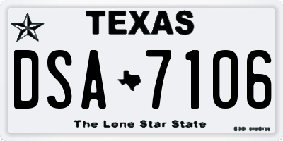 TX license plate DSA7106