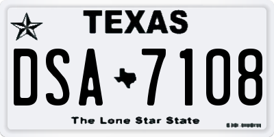 TX license plate DSA7108