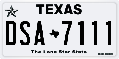TX license plate DSA7111
