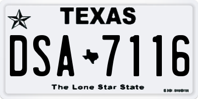 TX license plate DSA7116