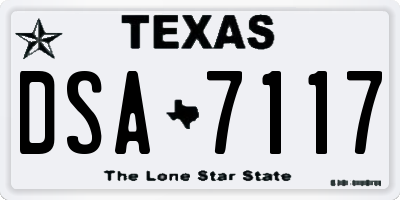 TX license plate DSA7117