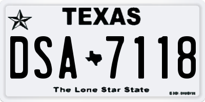 TX license plate DSA7118