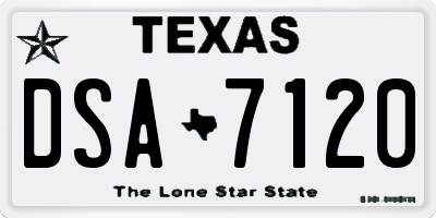 TX license plate DSA7120