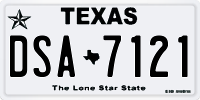 TX license plate DSA7121