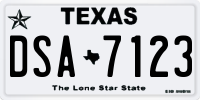 TX license plate DSA7123