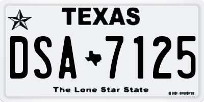 TX license plate DSA7125