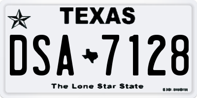 TX license plate DSA7128