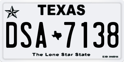 TX license plate DSA7138