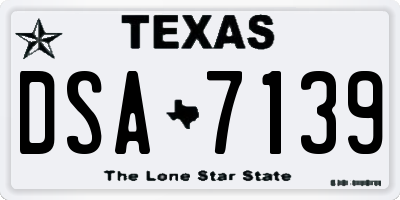 TX license plate DSA7139