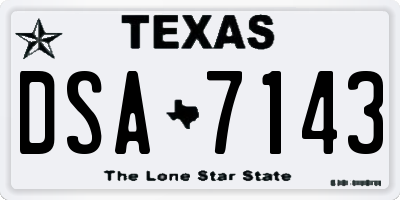 TX license plate DSA7143