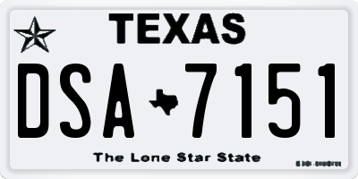 TX license plate DSA7151