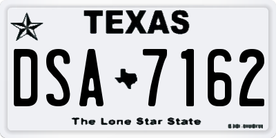TX license plate DSA7162