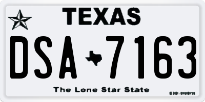 TX license plate DSA7163