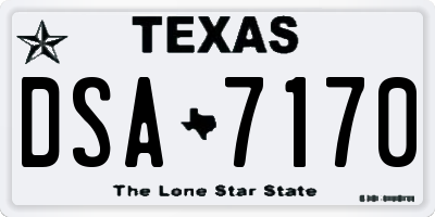 TX license plate DSA7170
