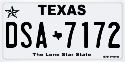 TX license plate DSA7172