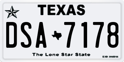 TX license plate DSA7178