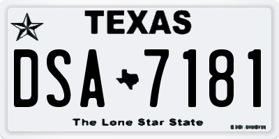TX license plate DSA7181