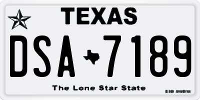 TX license plate DSA7189