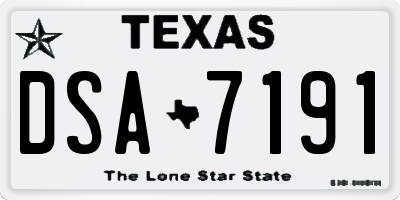 TX license plate DSA7191