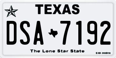 TX license plate DSA7192