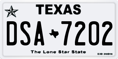 TX license plate DSA7202