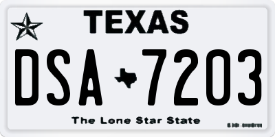 TX license plate DSA7203