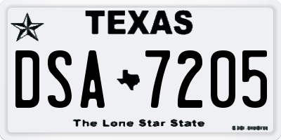 TX license plate DSA7205
