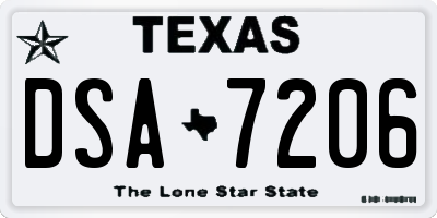 TX license plate DSA7206