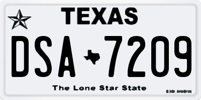 TX license plate DSA7209