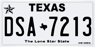 TX license plate DSA7213