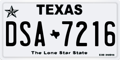 TX license plate DSA7216