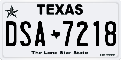 TX license plate DSA7218