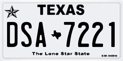 TX license plate DSA7221