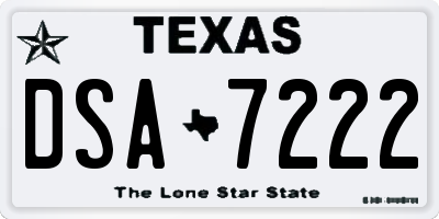 TX license plate DSA7222