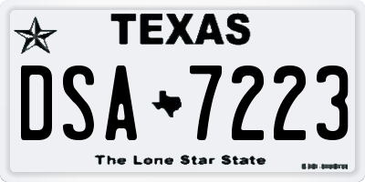 TX license plate DSA7223