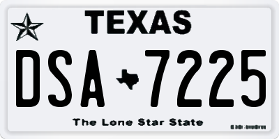 TX license plate DSA7225