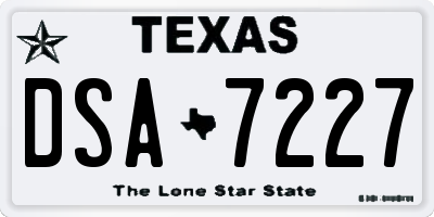 TX license plate DSA7227