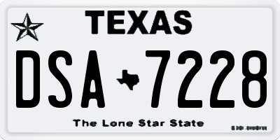 TX license plate DSA7228
