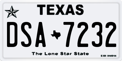 TX license plate DSA7232