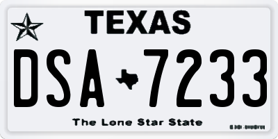TX license plate DSA7233