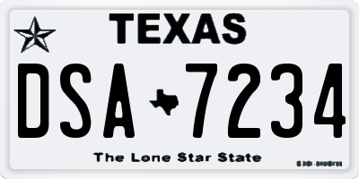 TX license plate DSA7234
