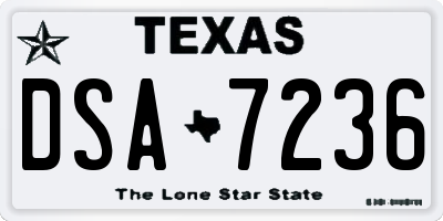TX license plate DSA7236