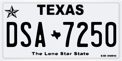 TX license plate DSA7250