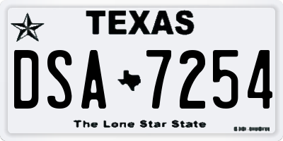 TX license plate DSA7254