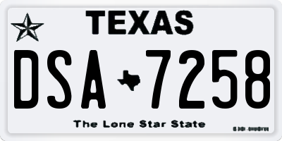 TX license plate DSA7258