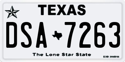 TX license plate DSA7263
