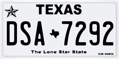 TX license plate DSA7292